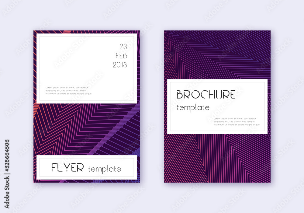 Stylish cover design template set. Violet abstract
