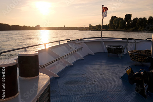 View from a river boat on the river Rhine during sunset. photo