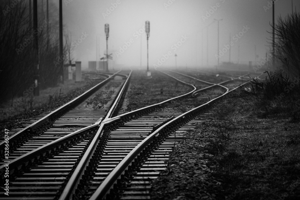 Fototapeta premium Railroad junction with track switches