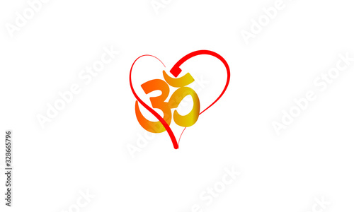 Hindu om symbol icon simple style, hindu symbol with love logo