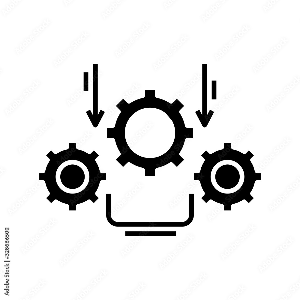 Setup work black icon, concept illustration, vector flat symbol, glyph sign. Setup work black icon, concept illustration, vector flat symbol, glyph sign.