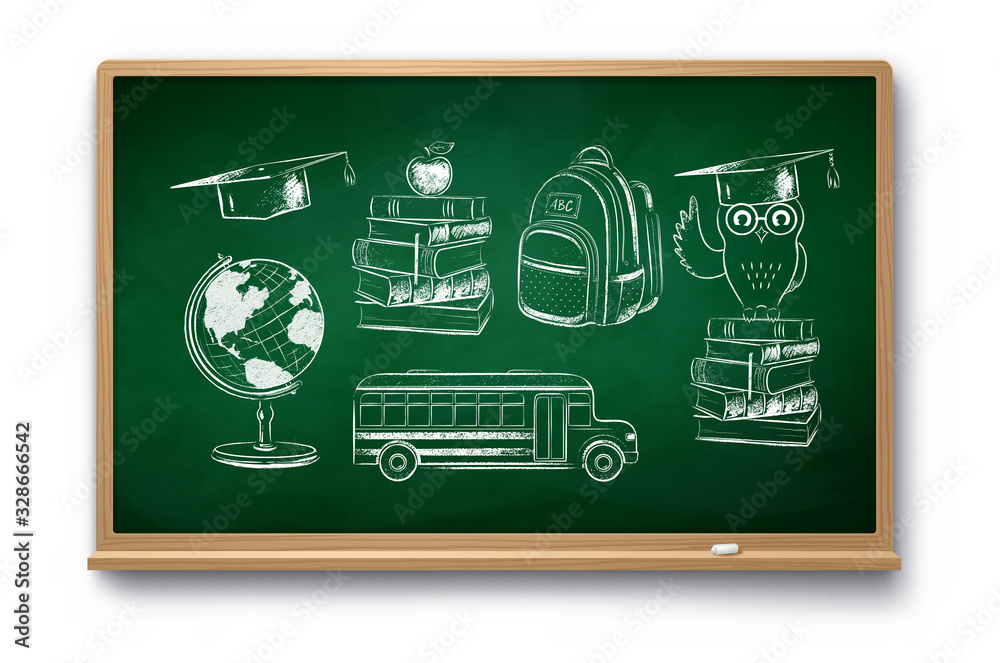 Fototapeta premium Vector color chalk drawn illustration collection