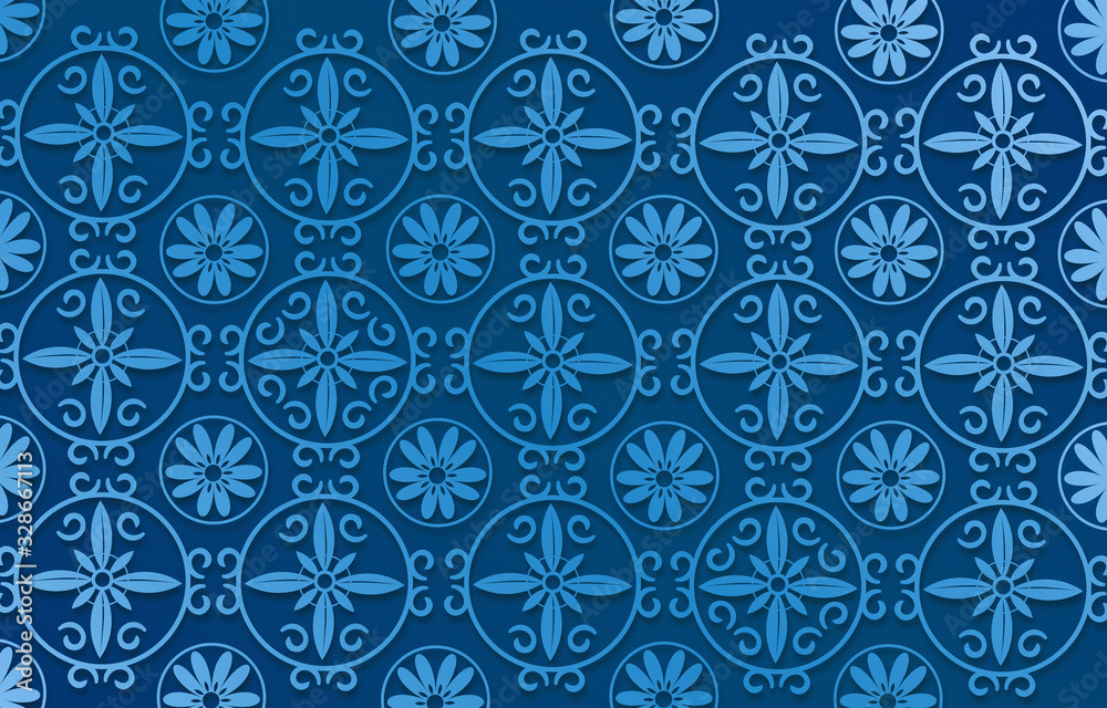 modern Blue abstract background with flower pattern