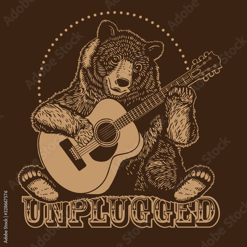 Bear Playing Acoustic Guitar Unplugged