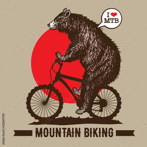 Bear Riding Mountain Bike