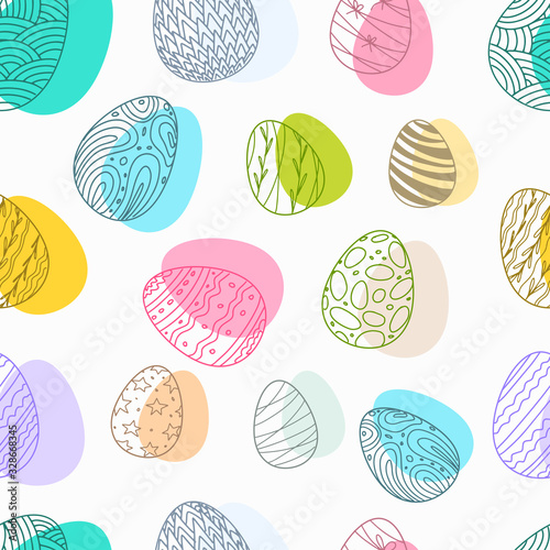 Seamless pattern with Easter eggs on a white background. Easter collection.