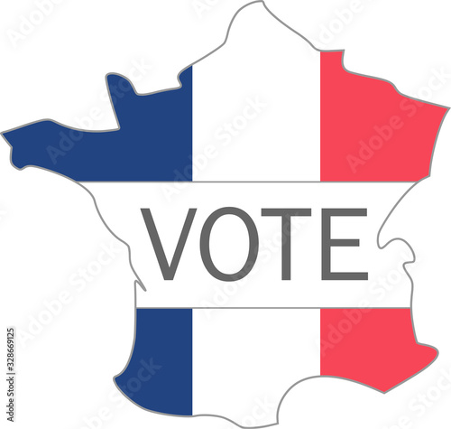 Map of France with the mayor's tricolor scarf