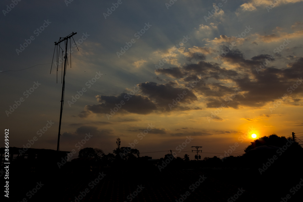 windmill at sunset