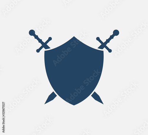 Shield and sword icon vector logo design template