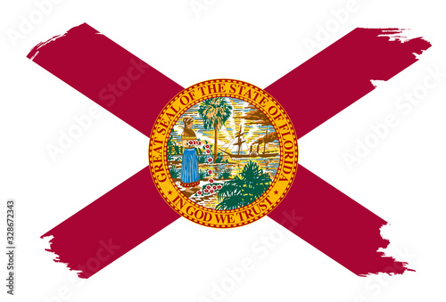 Florida State Flag With Grunge Border