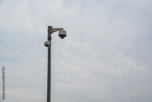 cctv security camera on a pole 