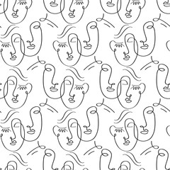 Fototapete Einlinien-Muster Glamour Frauengesichter Einlinige Textur  © Artrise Stocker