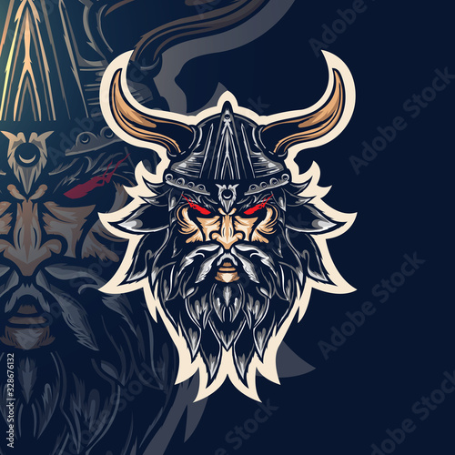 Viking mascot logo. Vector illustration