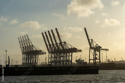 hamburg harbor cranes that look like giraffes, germany