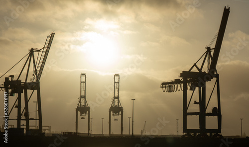 hamburg harbor cranes that look like giraffes, germany