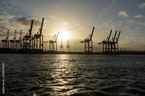 hamburg harbor cranes that look like giraffes, germany