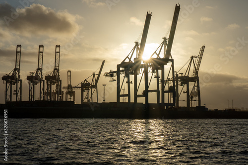 hamburg harbor cranes that look like giraffes, germany