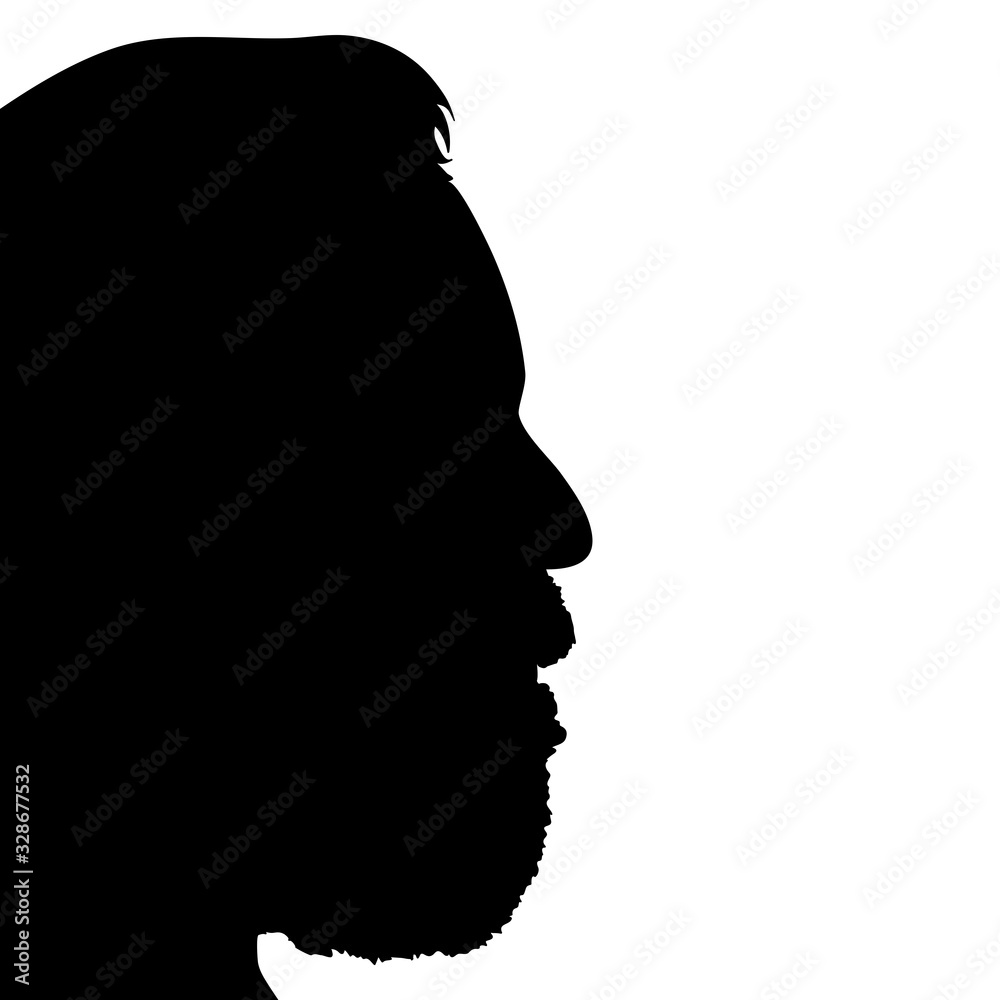 Vector silhouette of anonymous man on white background. Symbol of people and profile.