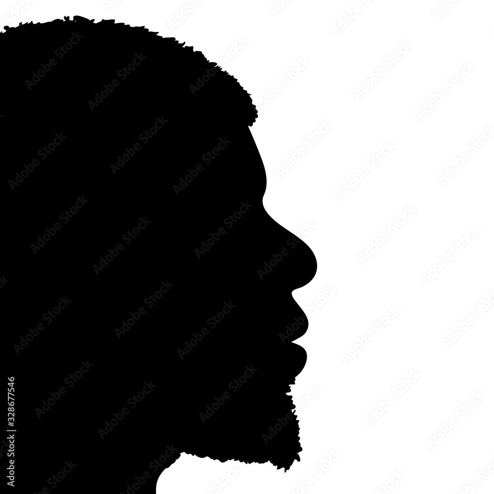 Vector silhouette of anonymous man on white background. Symbol of people and profile.