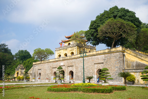 View of the southern gate Doan Mon of the ancient city fortress Thang Long. Hanoi, Vietnam