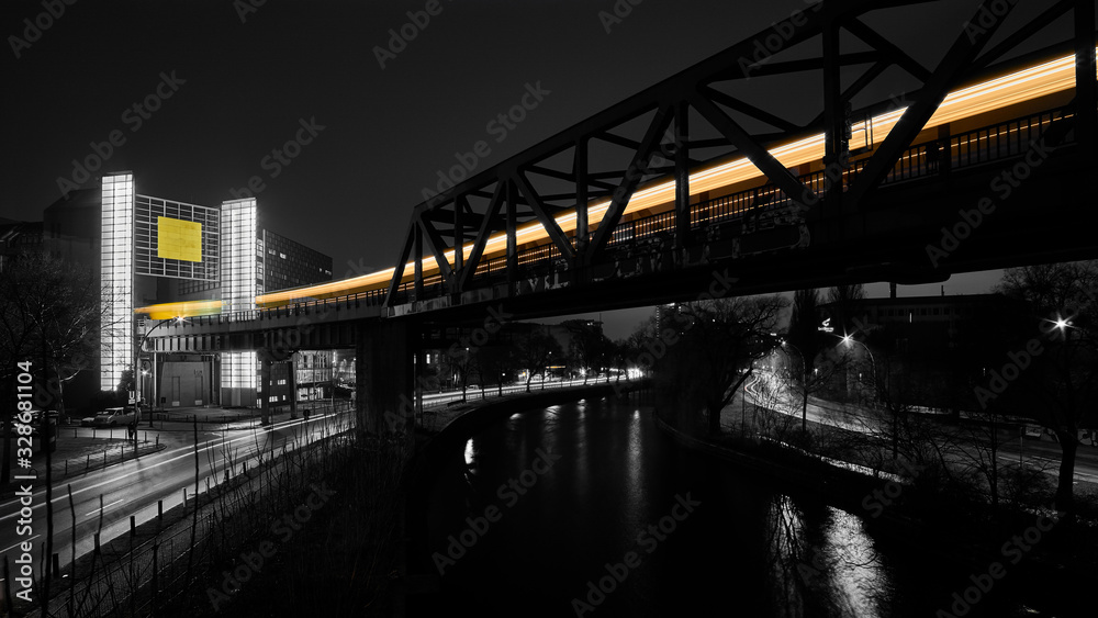 Berlin subway at night with long exposure Berlin subway at night with long exposure