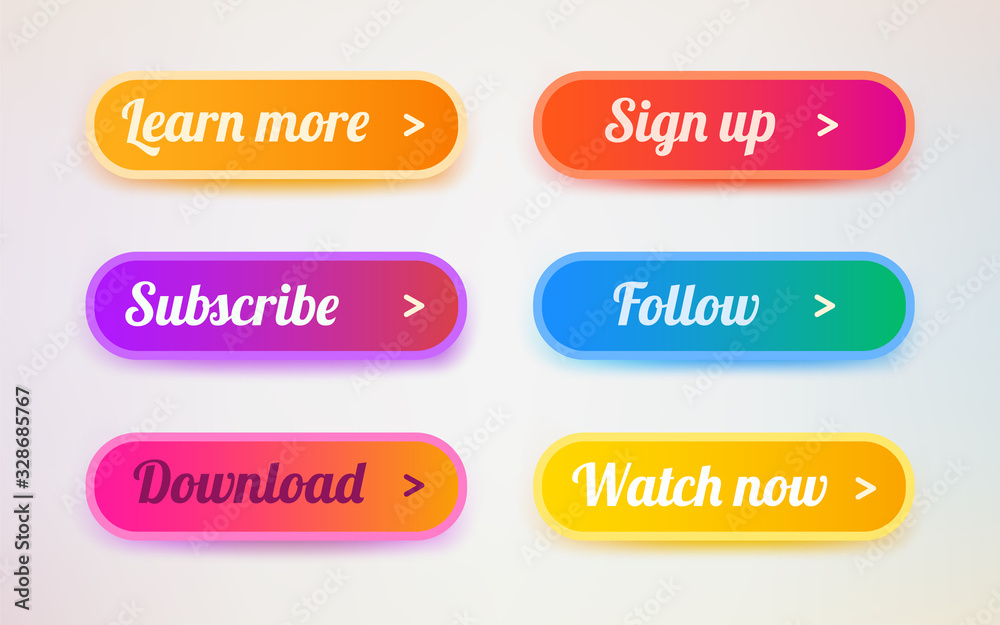 Set of modern ui buttons. User interface template.