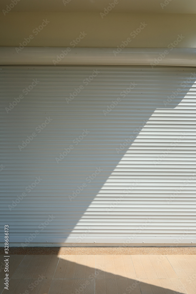 white roller shutter door closed security in modern house white roller shutter door closed security in modern house