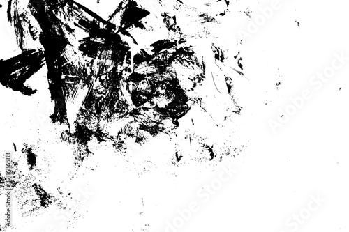 abstract black brush stroke silhouette of watercolor drawing paint texture on white background