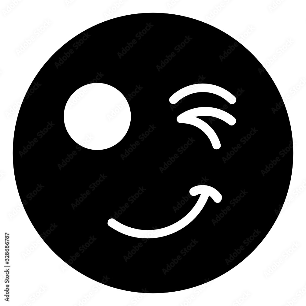 Winky Head Concept, Wink Avatar Vector, facial expression glyph Icon design, Perfect Service Gesture on white background Winky Head Concept, Wink Avatar Vector, facial expression glyph Icon design, Perfect Service Gesture on white background