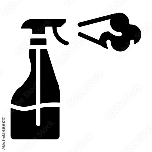 Housekeeping Liquid Spray Bottle Vector Glyph Icon Design, Home Cleaning Equipment on White background