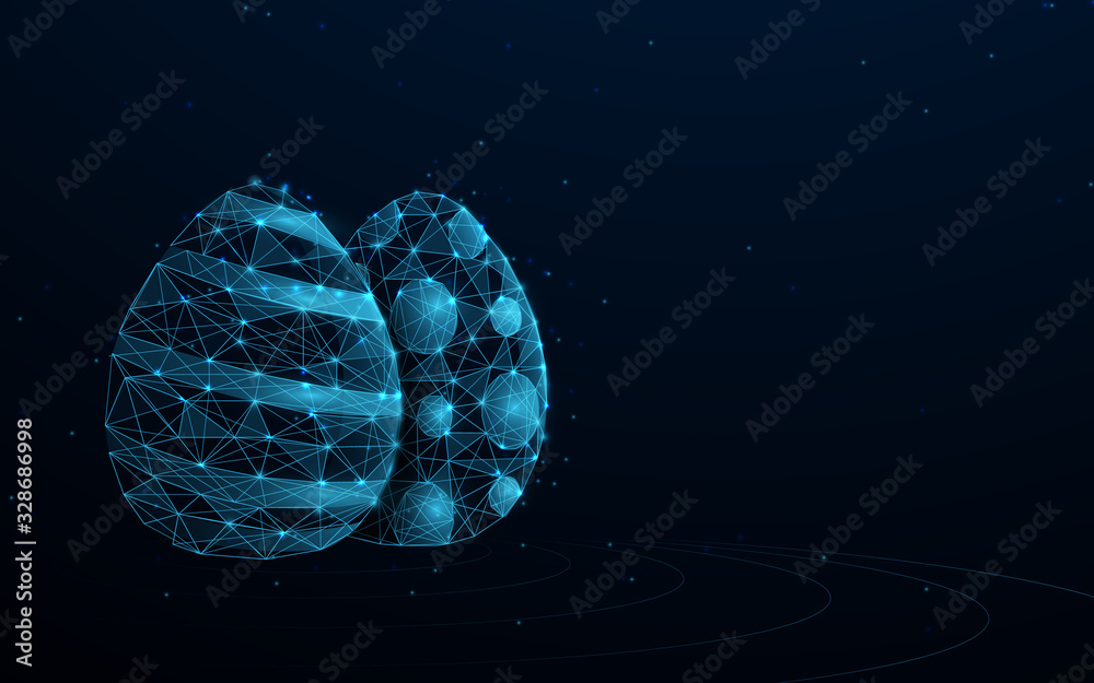 Happy easter background. Easter eggs form lines, triangles and particle style design