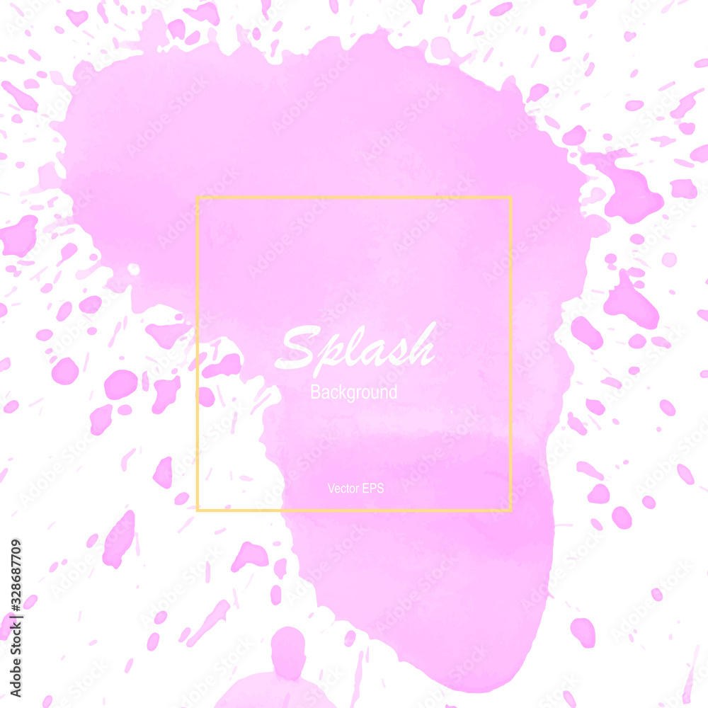 Splash pink on white paper background. Abstract watercolor. Vector illustration. Texture on white backdrop.Print