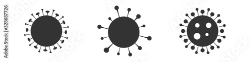 Virus, bacteria, microbes icon. Set vector bacteria sign in flat style. Microbe bacteria icon isolated on white background. photo