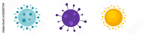Virus, bacteria, microbes icon. Set vector bacteria sign in flat style. Microbe bacteria icon isolated on white background. photo