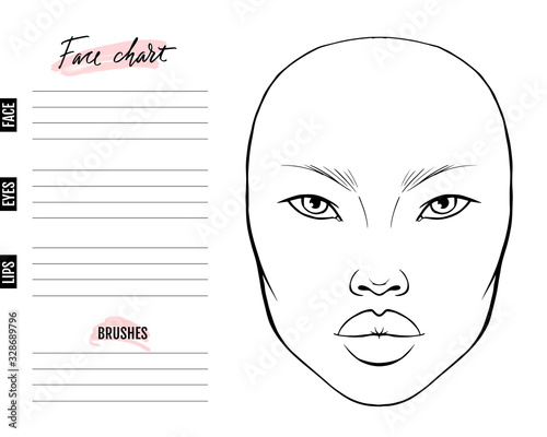 Face chart Blank. Makeup Artist Vector template.
