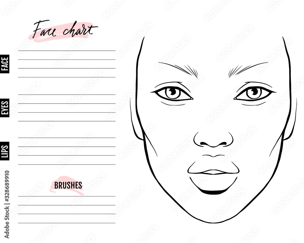 Face chart Blank. Makeup Artist Vector template. Face chart Blank. Makeup Artist Vector template.