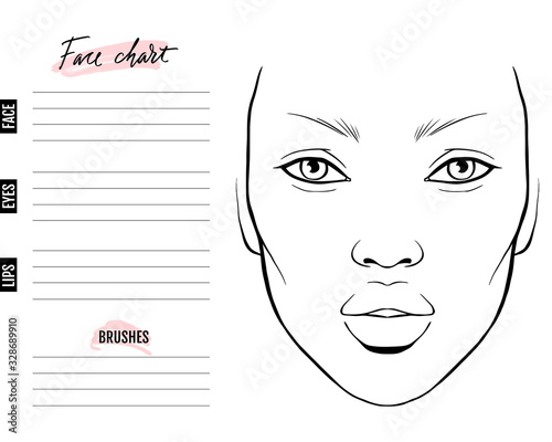 Face chart Blank. Makeup Artist Vector template.