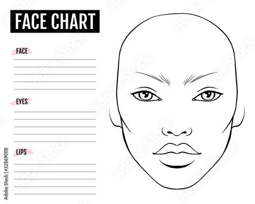 Face chart Blank. Makeup Artist Vector template.