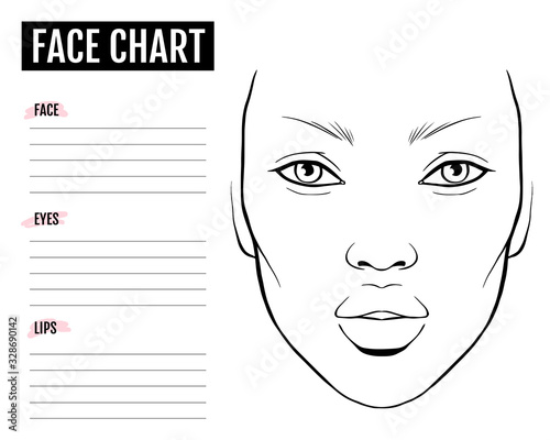 Face chart Blank. Makeup Artist Vector template.