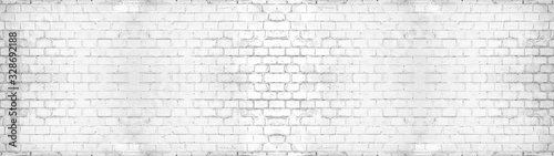 White painted damaged rustic brick wall texture banner panorama 