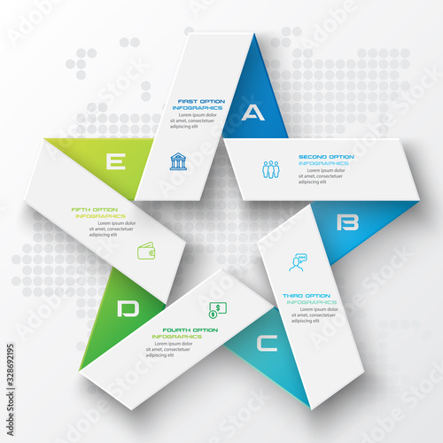 Wallpaper Mural Vector star for infographic,Business concept with 5 options. Torontodigital.ca