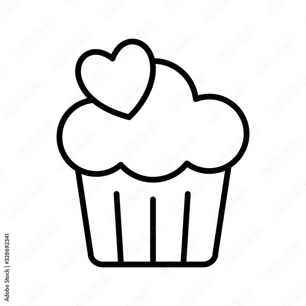 Isolated cupcake with heart line style icon vector design Isolated cupcake with heart line style icon vector design