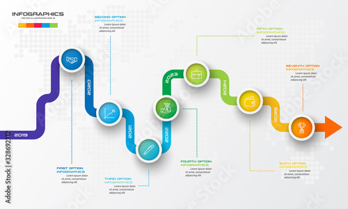 Timeline infographic template,Business concept with 7 options,Vector illustration.