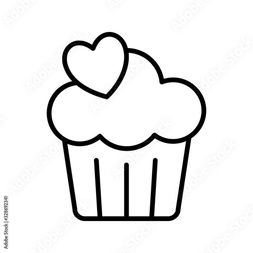 Isolated cupcake with heart line style icon vector design