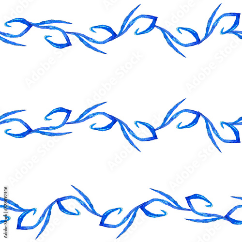 Watercolor blue stripes. Seamless pattern. illustration