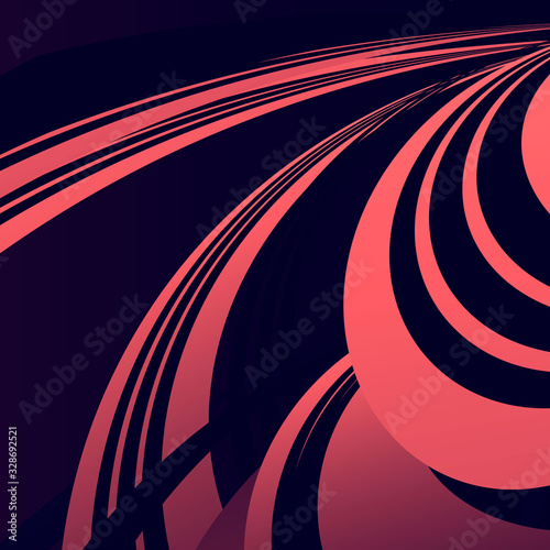 Abstract volumetric geometric background. twisted lines in motion
