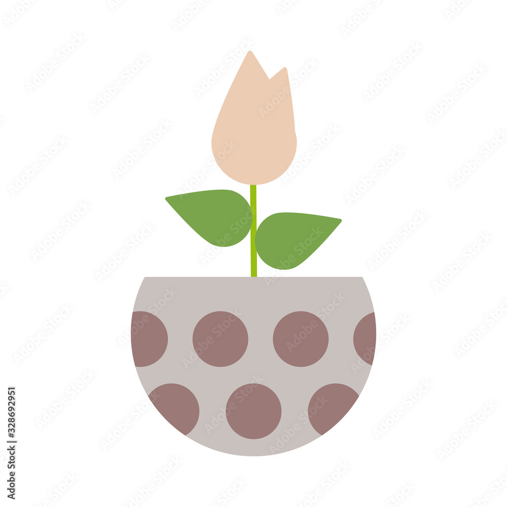 cute flower with potted on white background cute flower with potted on white background