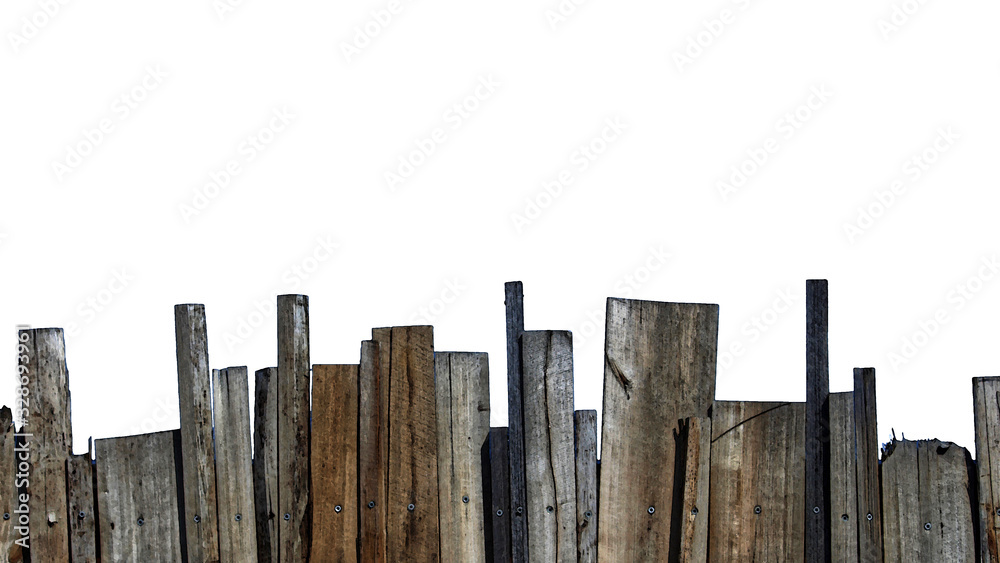 Watercolour illustration of the top of a greyed out random uneven timber fence. Rustic wooden palings. The timber is weathered and screwed together. With copy space. Watercolour illustration of the top of a greyed out random uneven timber fence. Rustic wooden palings. The timber is weathered and screwed together. With copy space.