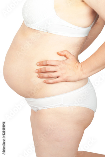 pregnant women on white background