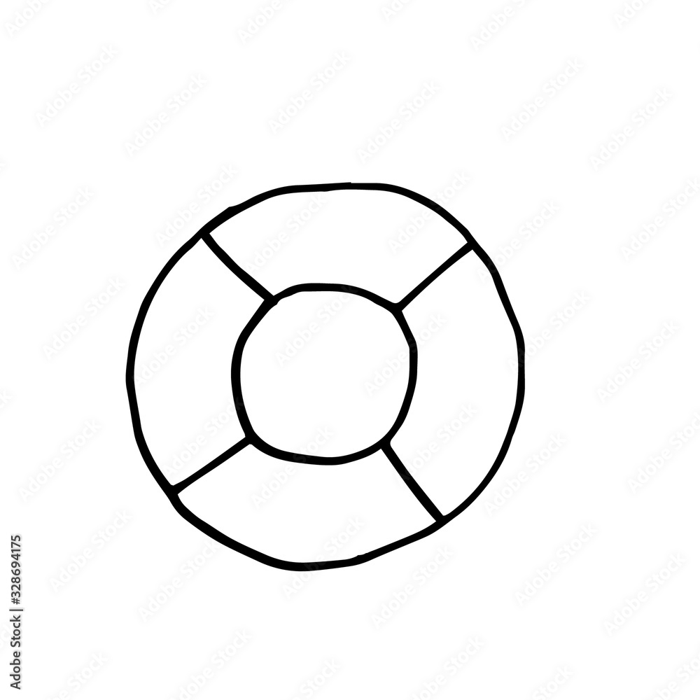 Rubber ring isolated on white background. Simple vector hand drawn illustration in cartoon doodle style Rubber ring isolated on white background. Simple vector hand drawn illustration in cartoon doodle style